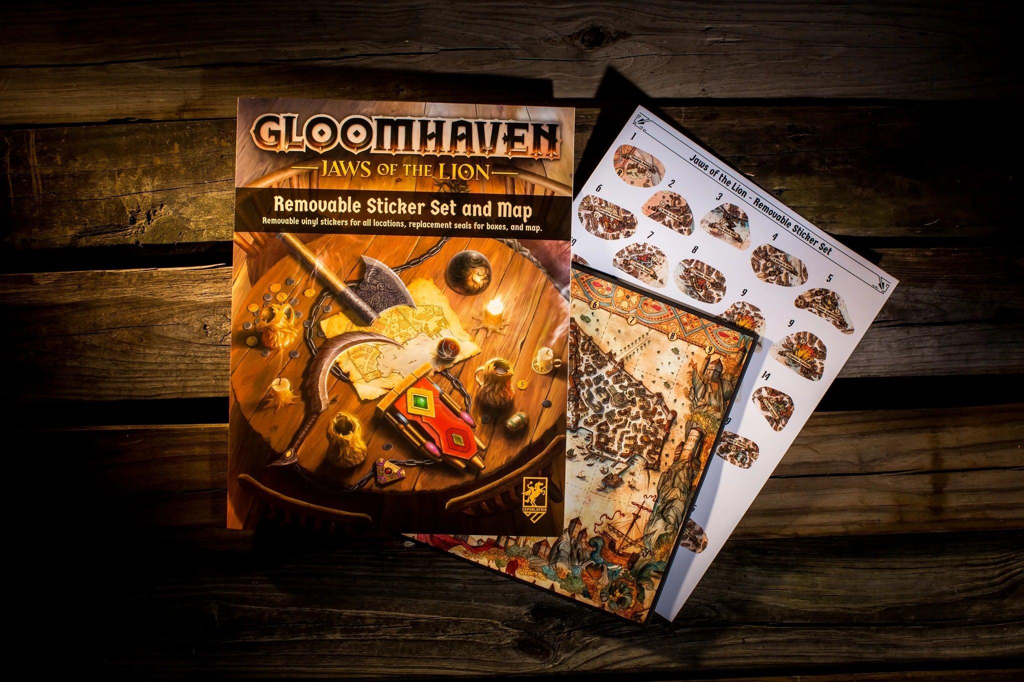 Gloomhaven: Jaws of The Lion - Removable Sticker Set & Map - Gaming Library