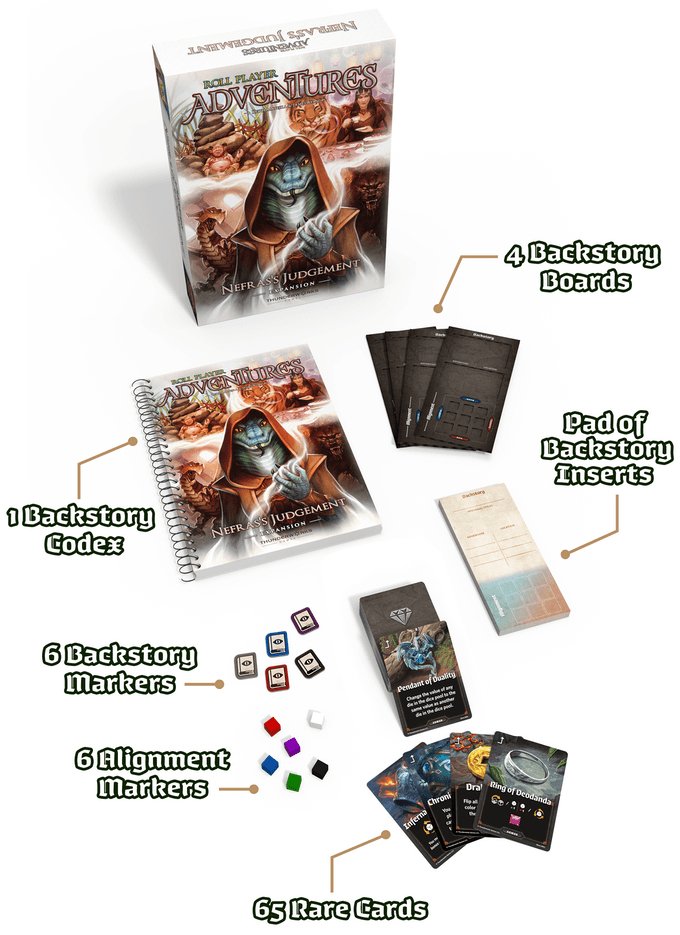 Roll Player Adventures Bundle - (Base game + Nefras's Judgement Expansion) - Gaming Library