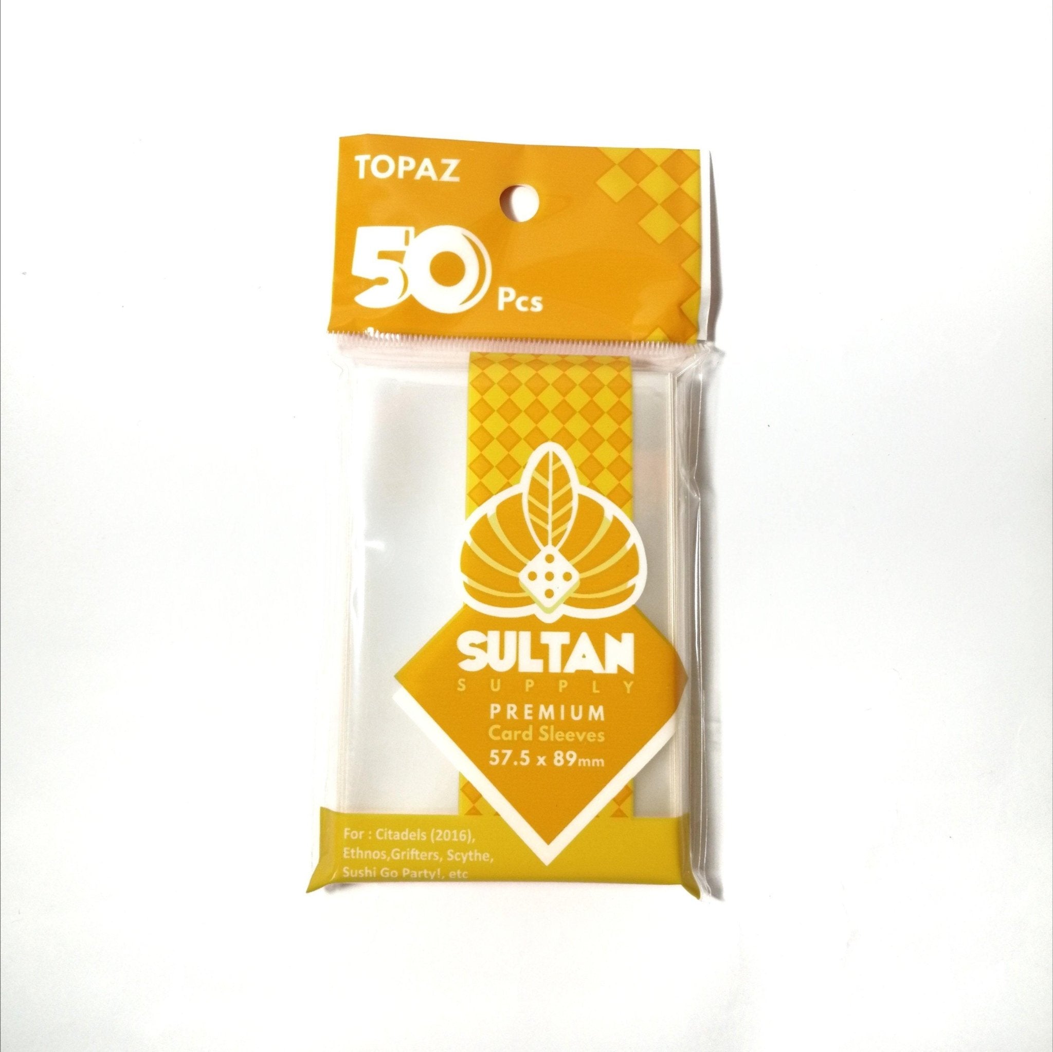 Sultan Supply Premium Card Sleeves: 57.5 x 89 mm Topaz (90 microns) - Gaming Library