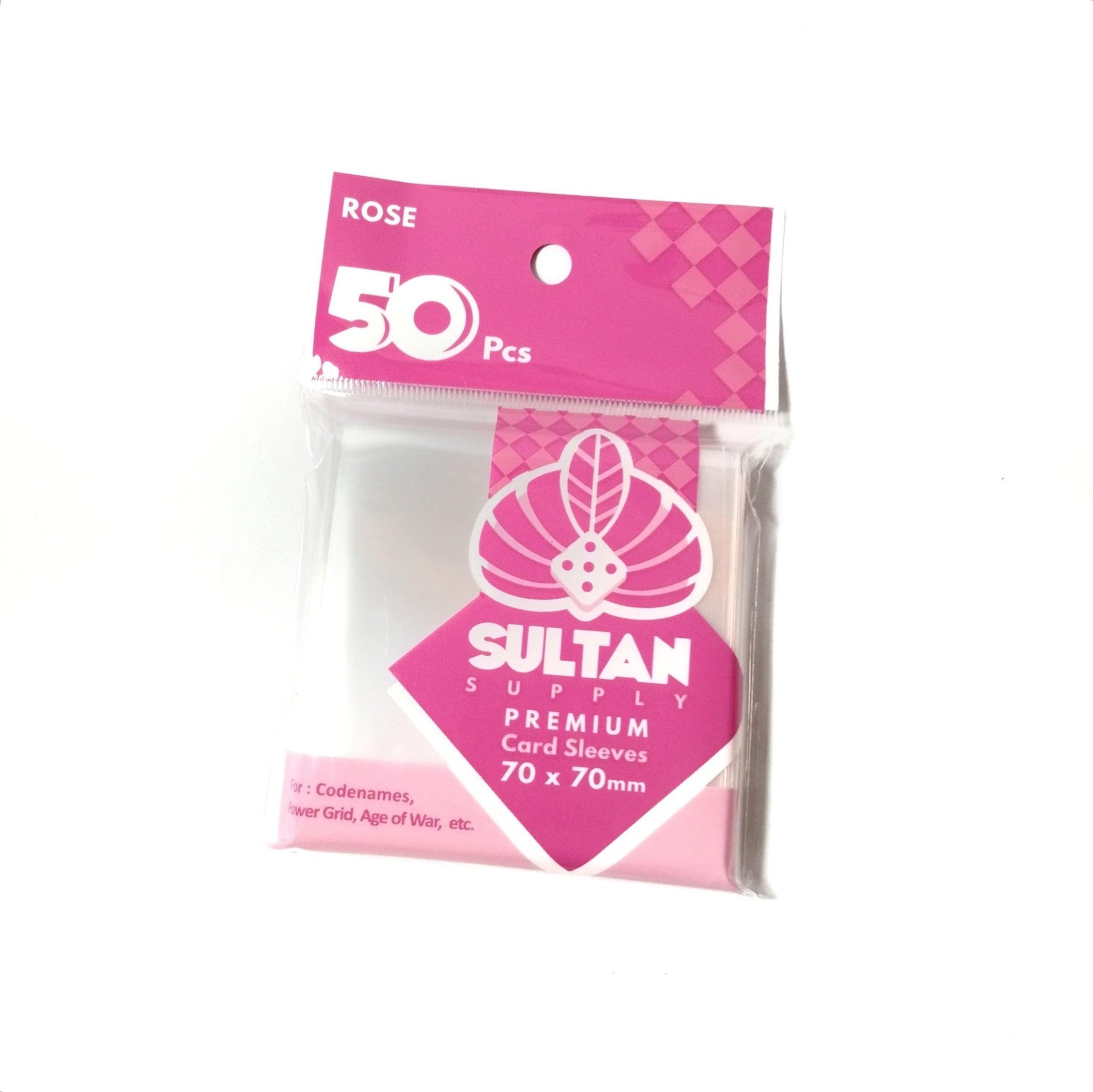 Sultan Supply Premium Card Sleeves: 70 x 70 Small Square Rose (100 mic   Gaming Library